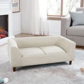 Pet sofa with backrest and armrests, modern rectangular pet sofa suitable for small and medium dogs, soft cushion comfortable dog sofa,--BEIGE