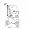 Folding car suitable for puppies, with 12 inch dark green rubber wheels, maximum weight capacity of 22 pounds