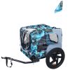 Outdoor Heavy Duty Collapsible Pet Bike Trailer with 16-Inch All-Terrain Wheels & Universal Hitch – Foldable Dog/Cargo Carrier Cart for Bicycles, blue
