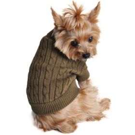 Combed Cotton Cable Knit Dog Sweater - Herb Green (Option: X-Small)