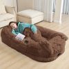 Human Dog Bed, Large Size Fits You and Pets, Washable Faux Fur Dog Bed for People Doze Off, Napping Orthopedic Dog Bed, Present Plump Pillow, Blanket