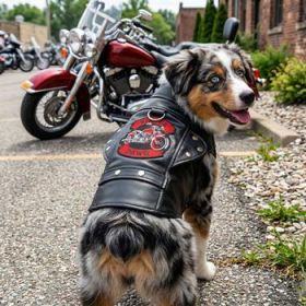 Biker Dawg Motorcycle Dog Jacket - Black (Option: 3X-Large)