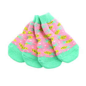 Non-Skid Dog Socks - Pink Pineapple (Option: X-Large)