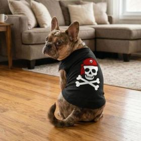 Pirate Skull with Red Bandana Dog Shirt - Jet Black (Option: X-Large)