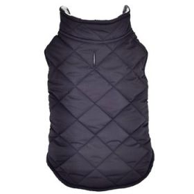 Reversible Fleece Lined Puffer Dog Coat - Black and White Plaid (Option: 2X-Large)