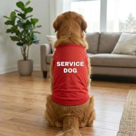 Service Dog Dog Shirt - Flame Scarlet Red (Option: 3X-Large)