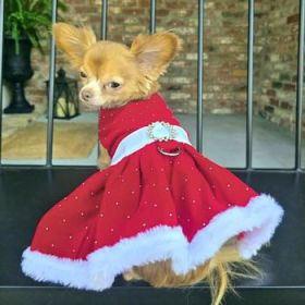 Holiday Dog Harness Dress - Red Velvet Sparkle (Option: Large)