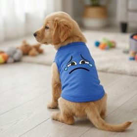 Sad Face Dog Shirt - Nautical Blue (Option: Medium)