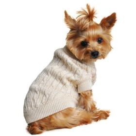 Combed Cotton Cable Knit Dog Sweater - Oatmeal (Option: X-Small)