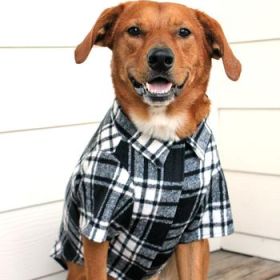 Flannel Dog Shirt - Black and White Plaid (Option: X-Small)