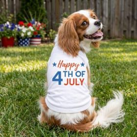 Happy 4th of July Dog Shirt - White (Option: Small)