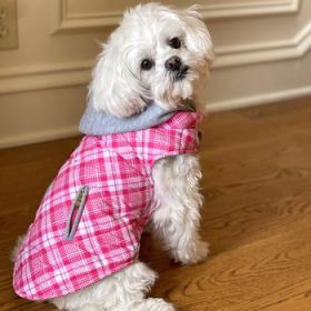 Weekender Dog Sweatshirt Hoodie - Pink & White Plaid (Option: Small)