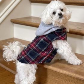 Weekender Dog Sweatshirt Hoodie - Red & Black Plaid Flannel (Option: Medium)