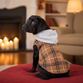 Weekender Dog Sweatshirt Hoodie - Brown & Black Plaid Flannel (Option: X-Small)
